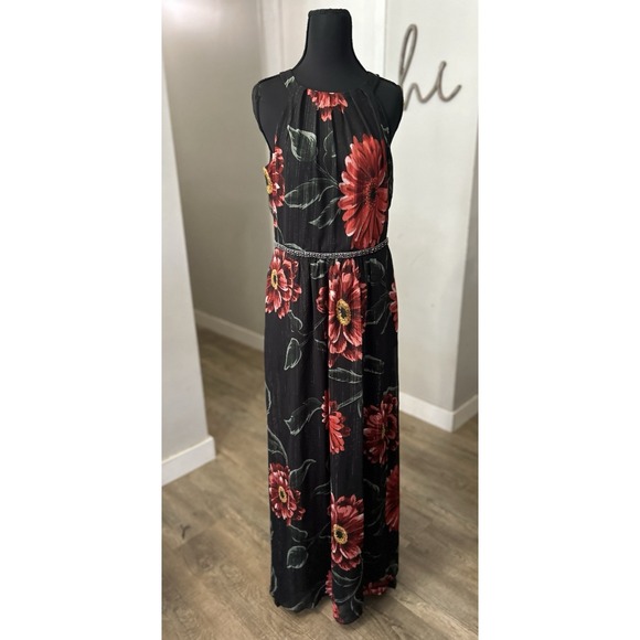 SLNY Dresses & Skirts - SLNY Womens Semi-formal Black Floral Sleeveless Embellished Maxi‎ Dress Size 10